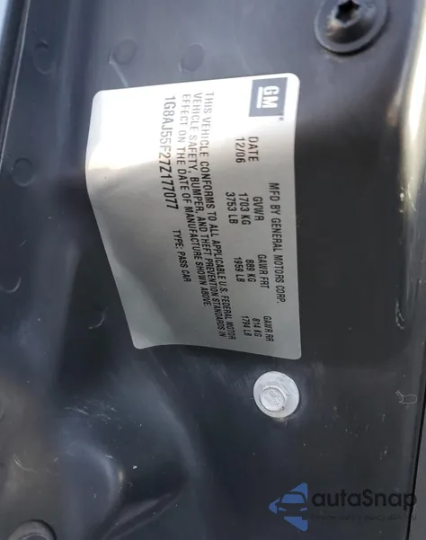 2007 Saturn Ion Level 2 from USA, damaged, VIN 1G8AJ55F27Z177077